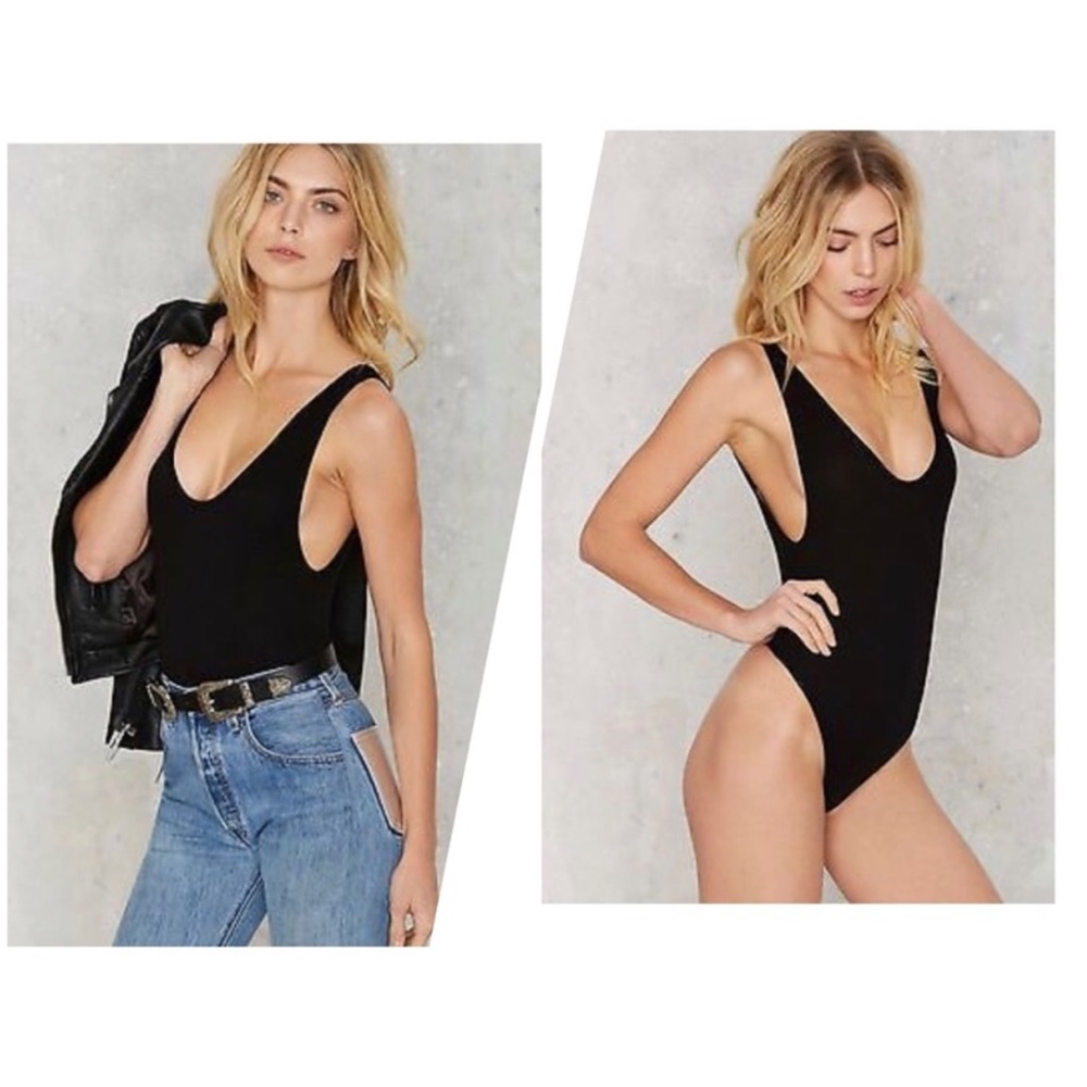 Iron Fist Ribbed Thong Black One Piece Bodysuit